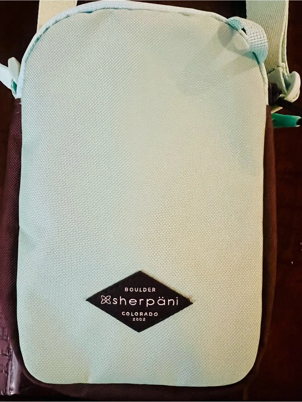 Sherpani Rogue Crossbody Bag Mint & Brown Lightweight Travel Everyday Purse